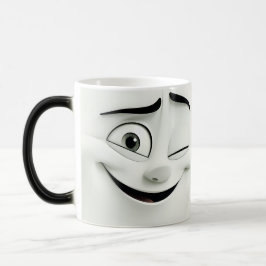 Winking Cartoon Face 3D Magisk Mugg
