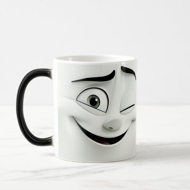 Winking Cartoon Face 3D Magisk Mugg (Vänster)
