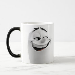 Winking Cartoon Face 3D Magisk Mugg