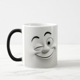 Winking Cartoon Face 3D Magisk Mugg