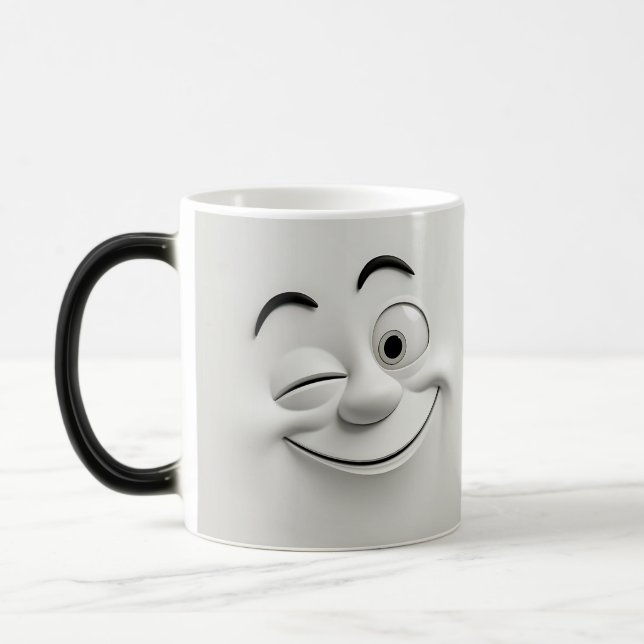 Winking Cartoon Face 3D Magisk Mugg (Vänster)