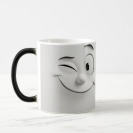 Winking Cartoon Face 3D Magisk Mugg