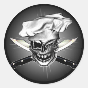 Winking Chef Skull Runt Klistermärke
