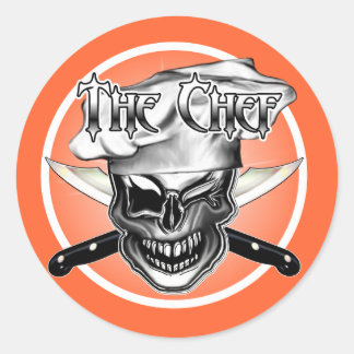 Winking Chef Skull Runt Klistermärke