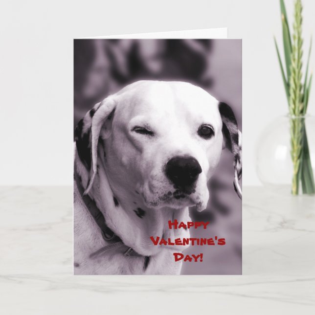 Winking Dalmatian Valentine Helgdag Card Helgkort (Framsida)
