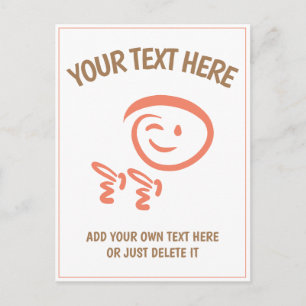 Winking Emoji Ansikte with Fingergun Doodle Templa Vykort