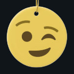Winking Emoji Julgransprydnad Keramik<br><div class="desc">Winking ansikte emoji Ornament. Emoji art 2 av EmojiOne. Licensierad under Kreativ Commons (CC-BY 4.0).</div>