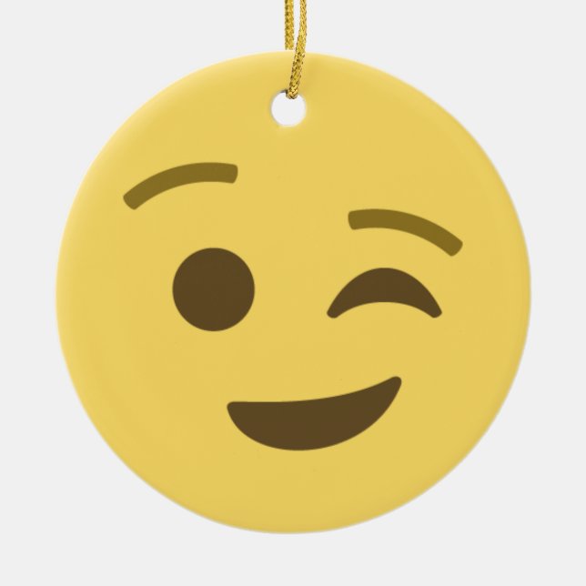 Winking Emoji Julgransprydnad Keramik (Framsidan)