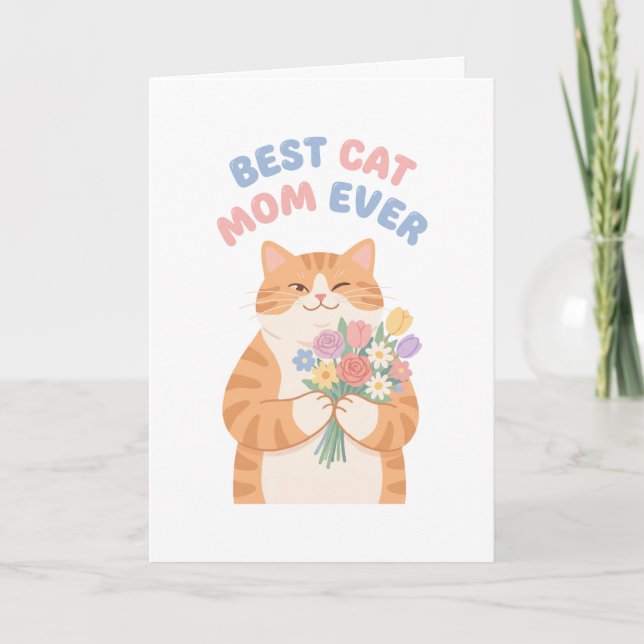 Winking Ginger Tabby Cat Mother's Day Art Kort (Framsida)