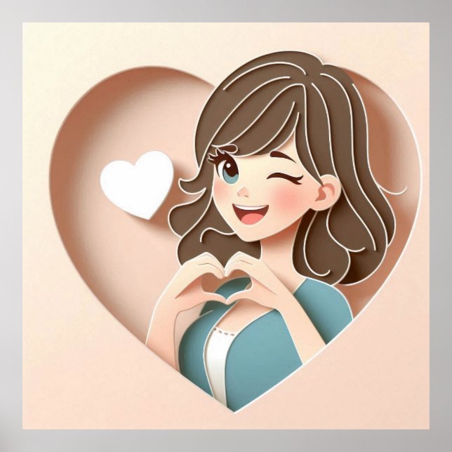 Winking Girl's Magic of Kärlek Poster (Framsidan)