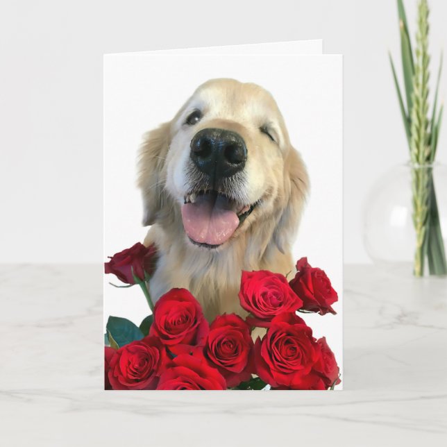 Winking Golden Retriever med Ro Mors dag Kort (Framsida)