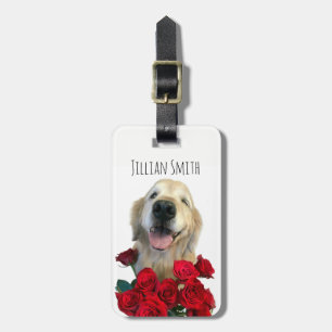 Winking Golden Retriever with Ro Personlig Bagagebricka