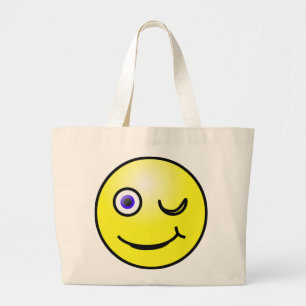 Winking Gult Ansikte Tote Bag Jumbo Tygkasse