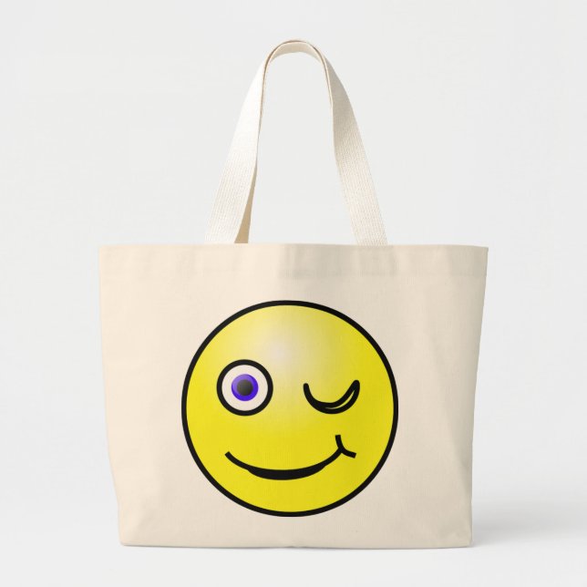 Winking Gult Ansikte Tote Bag Jumbo Tygkasse (Framsidan)