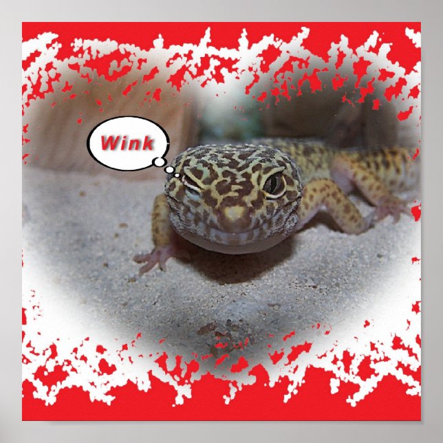 Winking Leopard Gecko Lizard Poster (Framsidan)