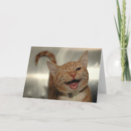 Winking Lycklig Ginger Cat Birthday Kort