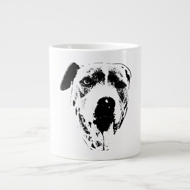 Winking Pitbull Mix, Close Bläck Smile Jumbo Mugg (Framsidan)
