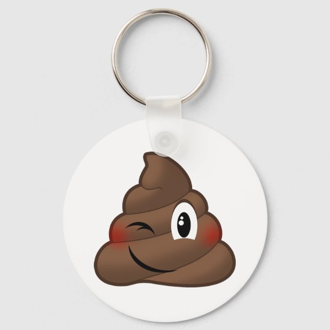Winking Poop Emoji Nyckelring (Framsida)