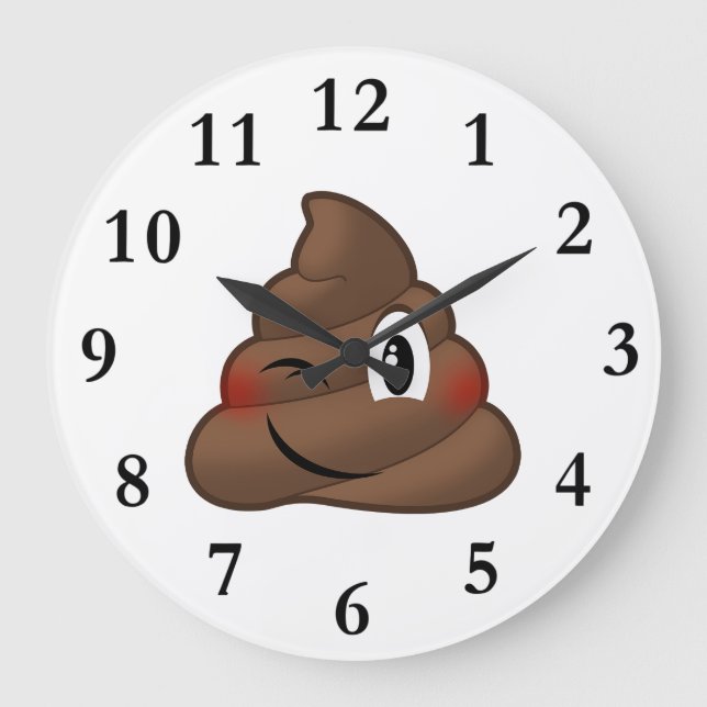 Winking Poop Emoji Stor Klocka (Framsida)