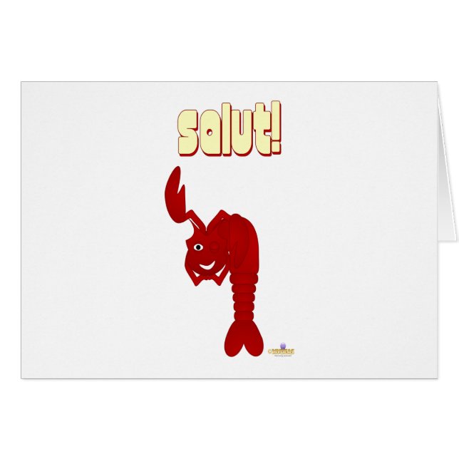Winking Red Lobster Salut Hälsningskort (Framsidan Horizontal)