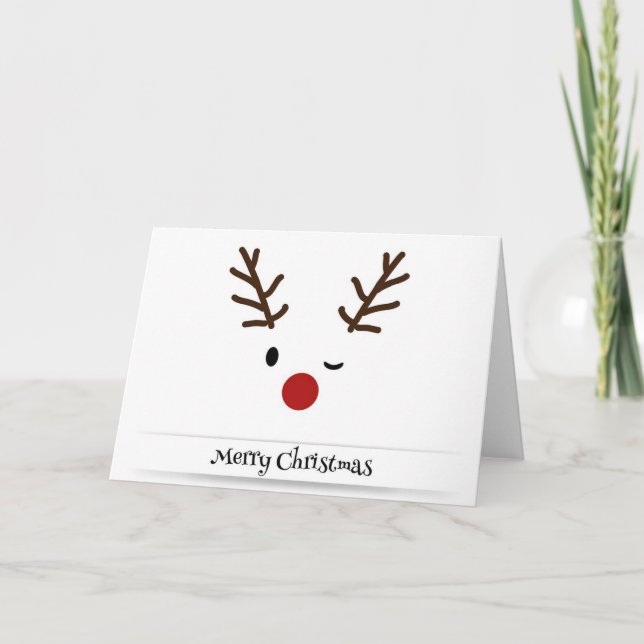 Winking Reindeer Helgkort (Framsida)