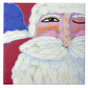 Winking Santa Abstrakt Art Kakelplatta