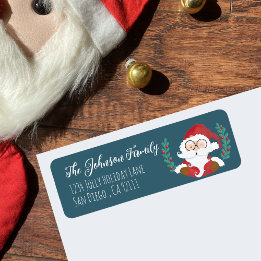 Winking Santa Blue-Returetiketter Returadress Etikett