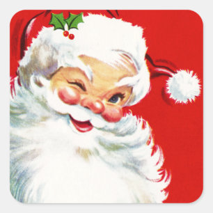 Winking Santa Fyrkantigt Klistermärke