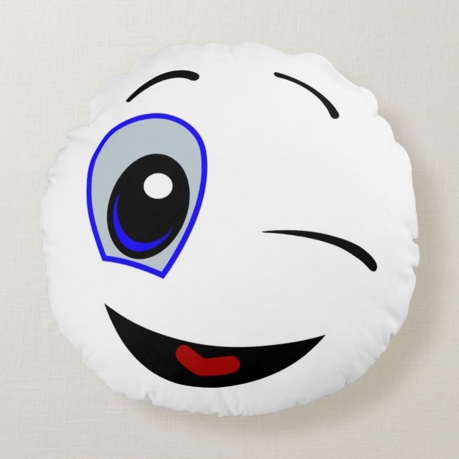 WINKING SMILEY FACE RUND KUDDE (Framsidan)