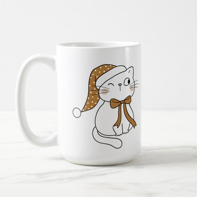 Winking Winter Cat Kaffemugg (Vänster)