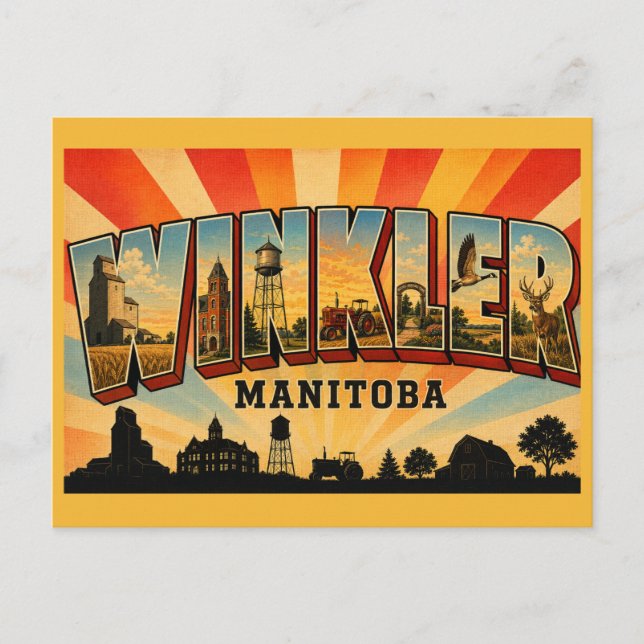 Winkler Manitoba Prairie City Vykort (Framsida)
