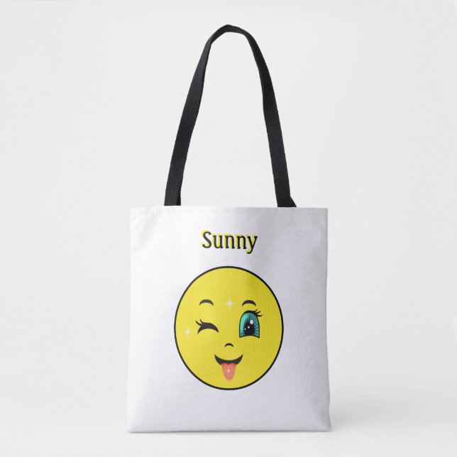 Winky Glad Ansikts Emoji Tygkasse (Framsida)
