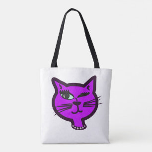 Winky Lila Tecknad Cat Tygkasse