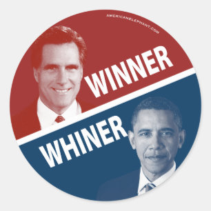 Winner eller Whiner Romney Vs Obama Runt Klistermärke