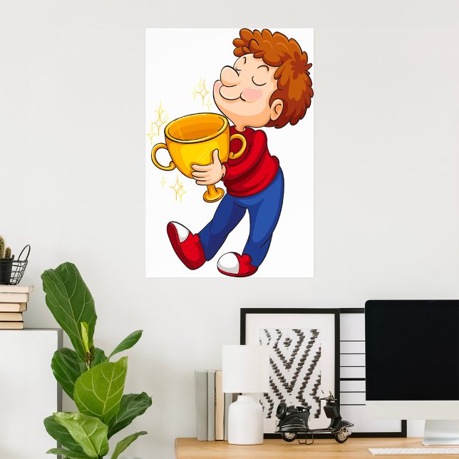 Winner för Boy Holding Golden Trophy Award Poster (Skapare uppladdad)