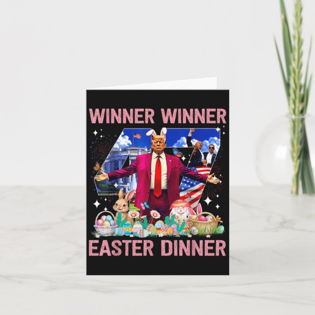 Winner Påsk Dinner Trump Bunny Hunt Eggs Lycklig E Kort (Framsida)