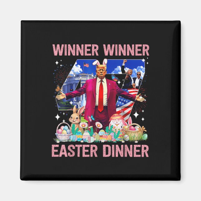 Winner Påsk Dinner Trump Bunny Hunt Eggs Lycklig E Magnet (Framsidan)