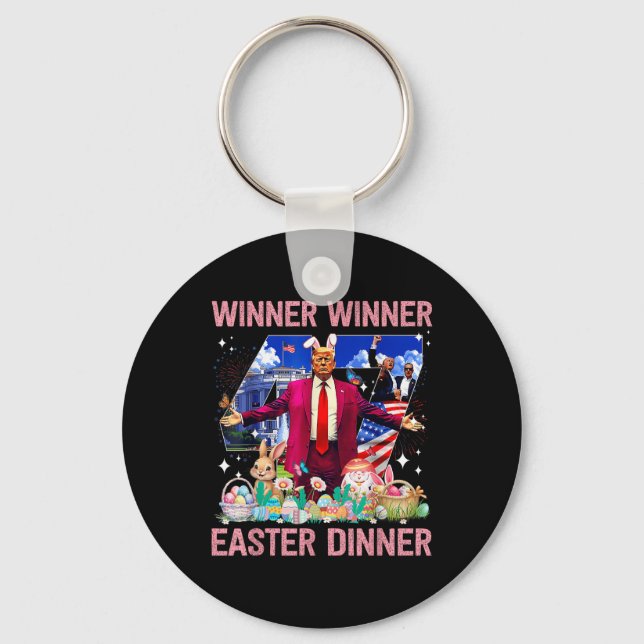 Winner Påsk Dinner Trump Bunny Hunt Eggs Lycklig E Nyckelring (Framsida)