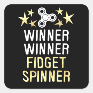 Winner Winner Fidget Spinner Fyrkantigt Klistermärke