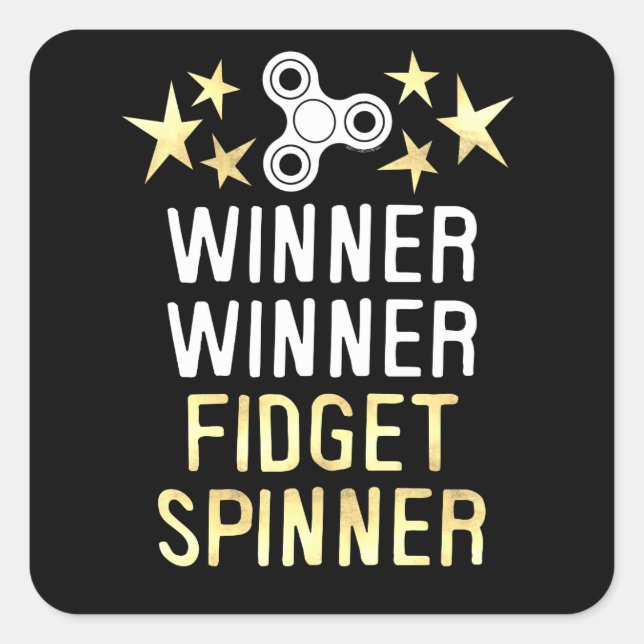 Winner Winner Fidget Spinner Fyrkantigt Klistermärke (Framsida)