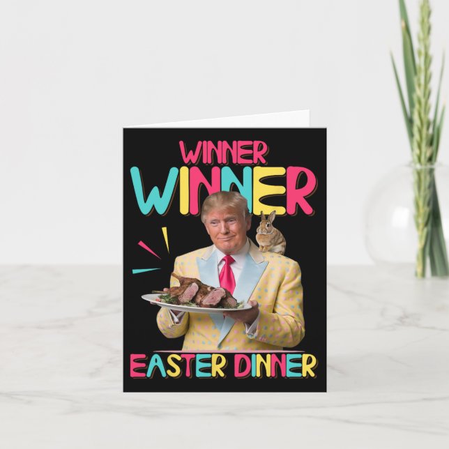 Winner Winner Påsk Dinner Funny Trump Bunny Happ Kort (Framsida)
