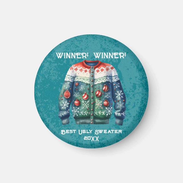 WINNER! WINNER! Ugly Sweater Tävling Magnet (Framsidan)