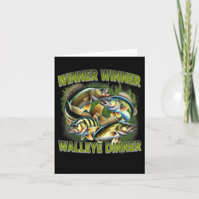 Winner Winner Walleye Dinner Funny Walleye Fishing Kort (Framsida)