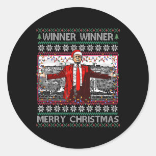 Winner Winner Winner God jul Funny Santa Trump 20 Runt Klistermärke