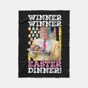 Winner Winner Winner Påsk Dinner Funny Trump Påsk Fleecefilt