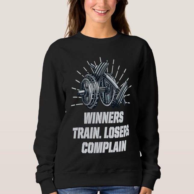 Winners Train Losers Complain Workout Motivational T Shirt (Framsida)