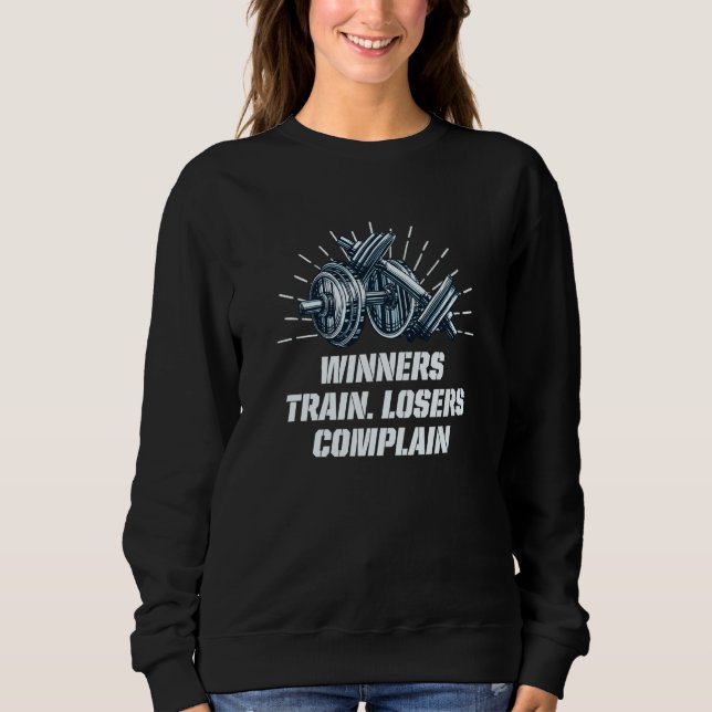 Winners Train Losers Complain Workout Motivational T Shirt (Framsida)