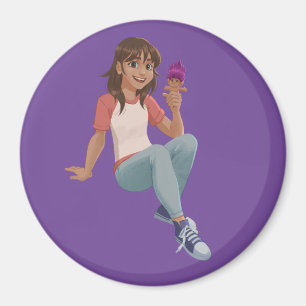 Winnie håller Binky Magnet