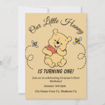 Winnie the Pooh 1-års inbjudan