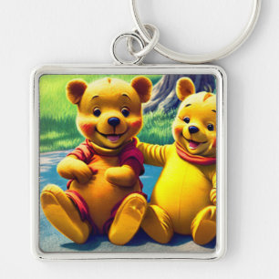 Winnie the Pooh 8. Fyrkantig Silverfärgad Nyckelring